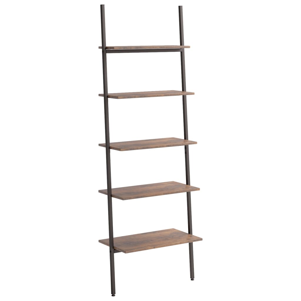 Ladderrek met 5 schappen 64x34x185,5 cm donkerbruin en zwart is nu te koop bij PeponiXL, paradijselijk wonen!