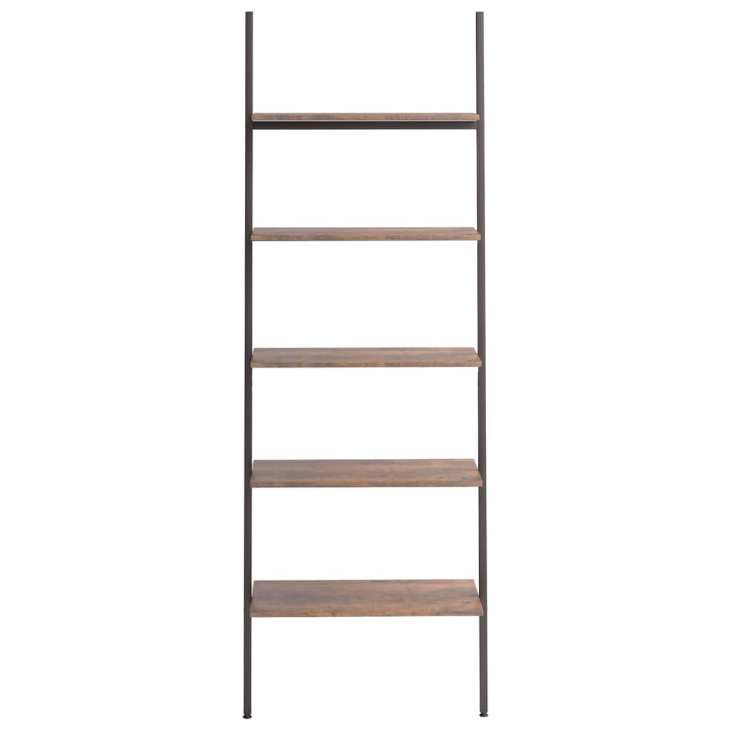 Ladderrek met 5 schappen 64x34x185,5 cm donkerbruin en zwart is nu te koop bij PeponiXL, paradijselijk wonen!