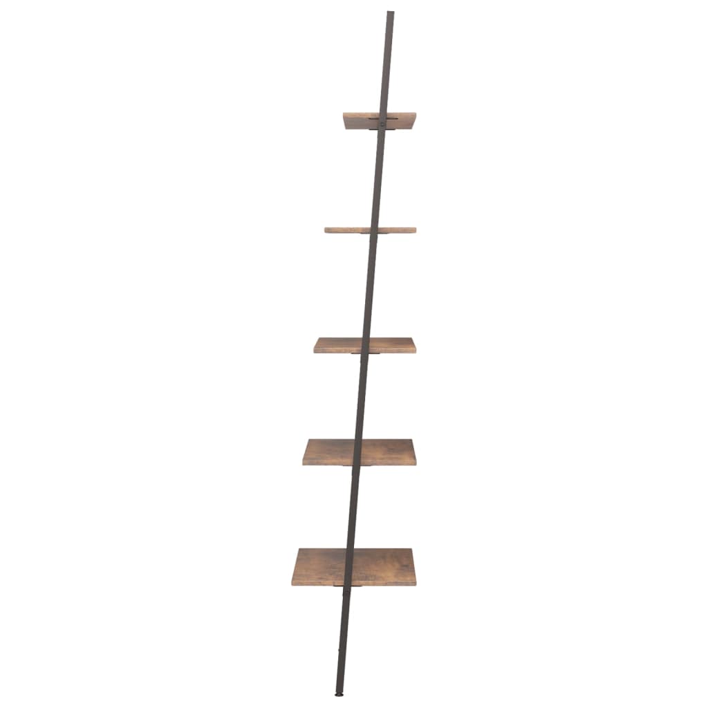 Ladderrek met 5 schappen 64x34x185,5 cm donkerbruin en zwart is nu te koop bij PeponiXL, paradijselijk wonen!