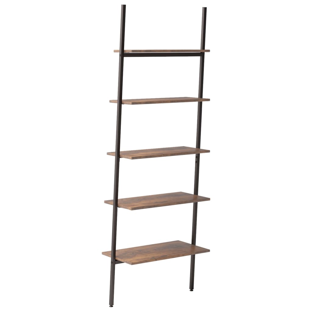 Ladderrek met 5 schappen 64x34x185,5 cm donkerbruin en zwart is nu te koop bij PeponiXL, paradijselijk wonen!