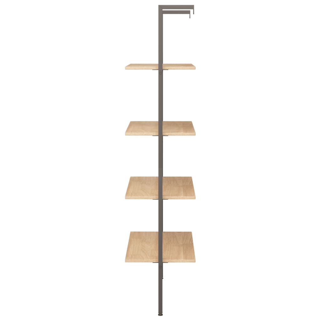 Ladderrek met 4 schappen 64x35x152,5 cm lichtbruin en zwart is nu te koop bij PeponiXL, paradijselijk wonen!