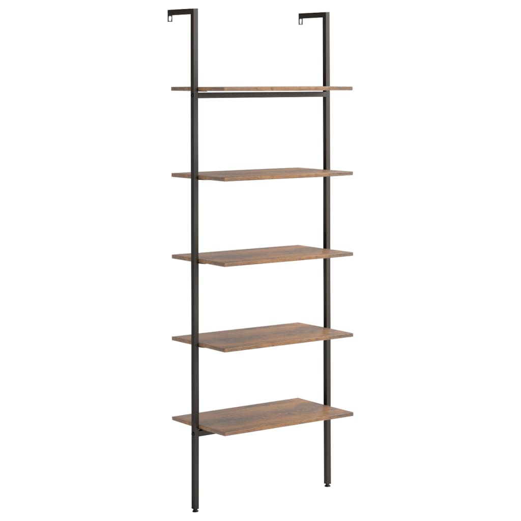 Ladderrek met 5 schappen 64x35x185 cm donkerbruin en zwart is nu te koop bij PeponiXL, paradijselijk wonen!