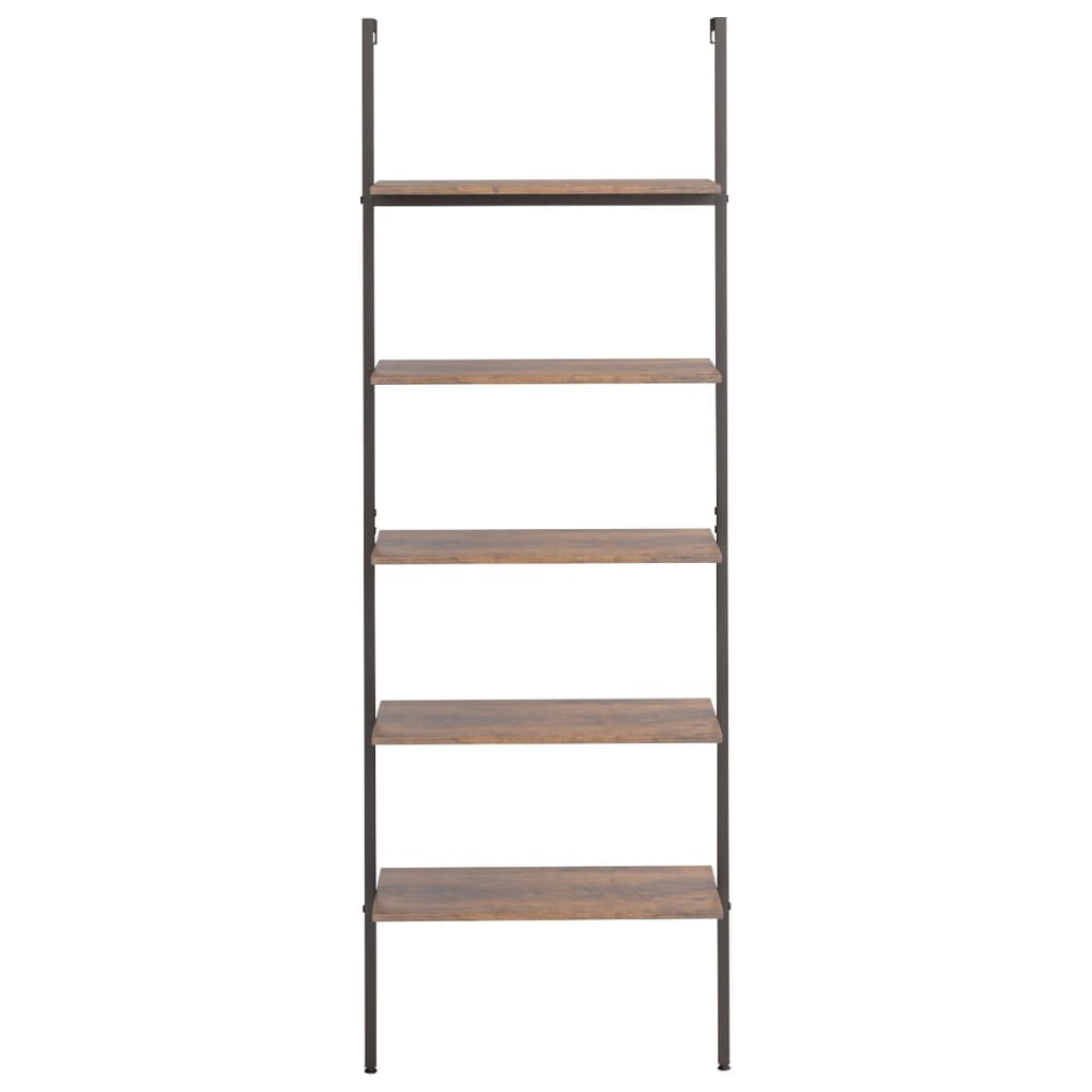 Ladderrek met 5 schappen 64x35x185 cm donkerbruin en zwart is nu te koop bij PeponiXL, paradijselijk wonen!