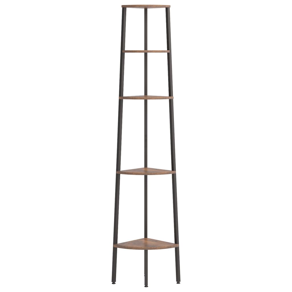 Hoekkastje met 5 schappen 45,5x31,5x180 cm donkerbruin en zwart is nu te koop bij PeponiXL, paradijselijk wonen!