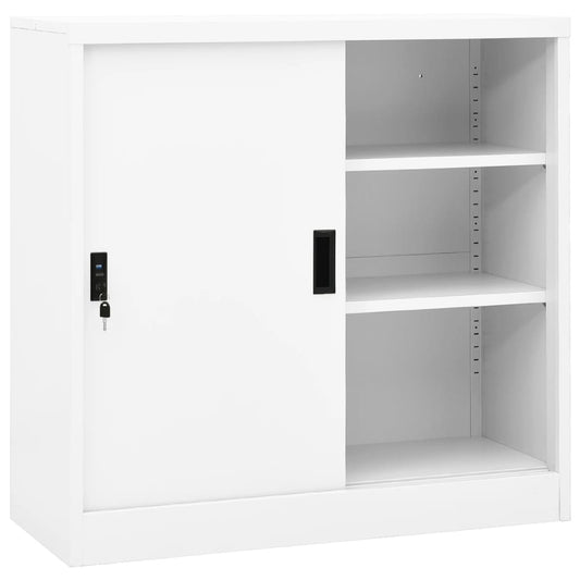 Kantoorkast met schuifdeuren 90x40x90 cm staal wit is nu te koop bij PeponiXL, paradijselijk wonen!