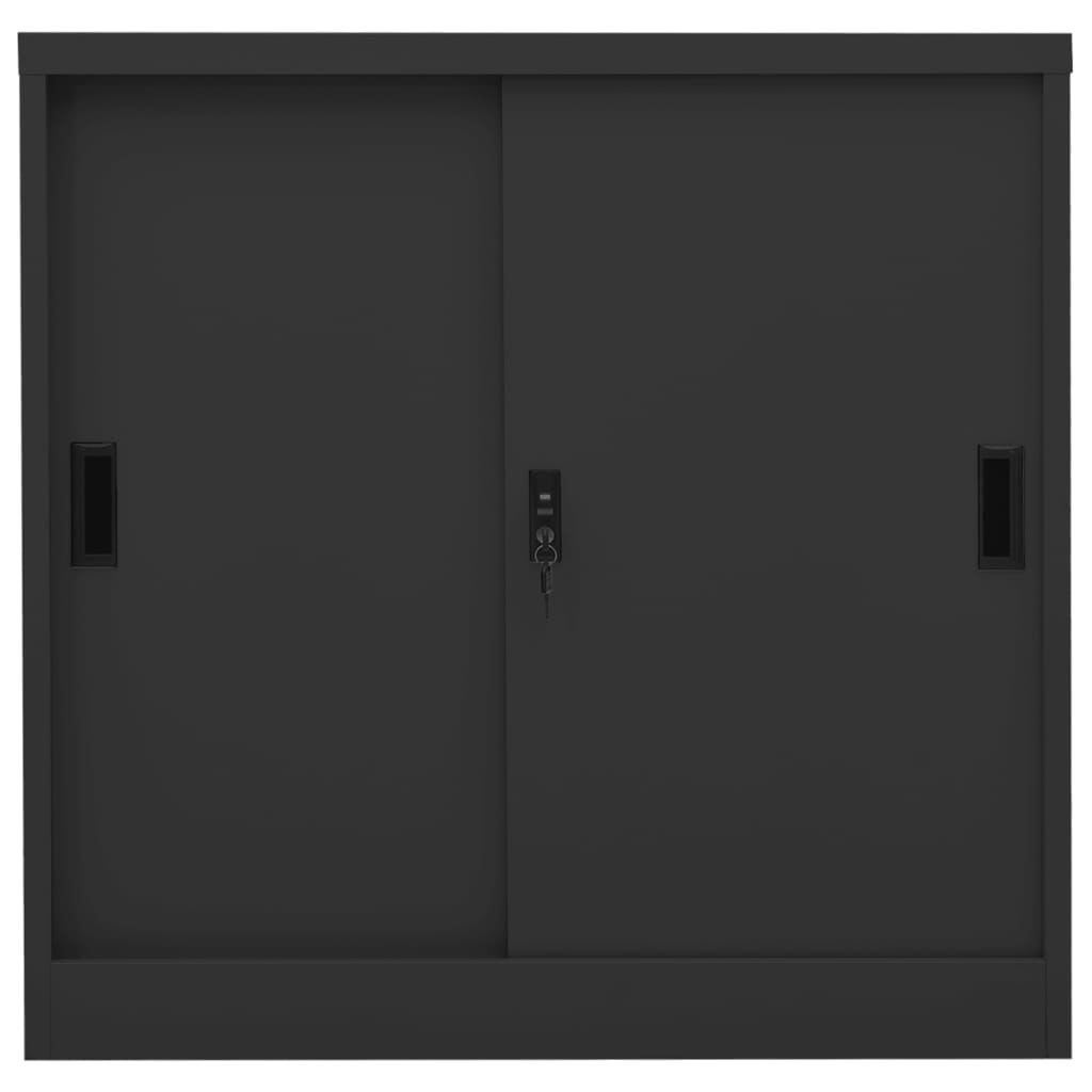 Kantoorkast met schuifdeuren 90x40x90 cm staal antracietkleurig is nu te koop bij PeponiXL, paradijselijk wonen!