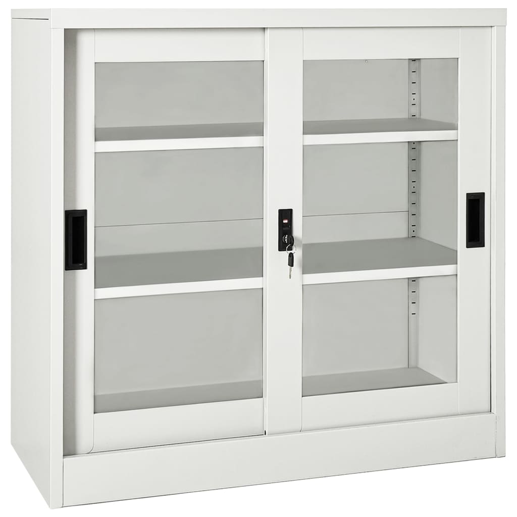 Roldeurkast 90x40x90 cm staal lichtgrijs is nu te koop bij PeponiXL, paradijselijk wonen!