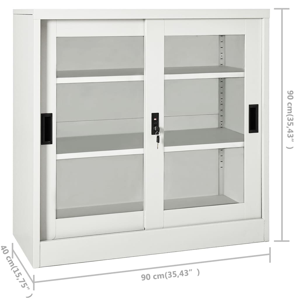 Roldeurkast 90x40x90 cm staal lichtgrijs is nu te koop bij PeponiXL, paradijselijk wonen!
