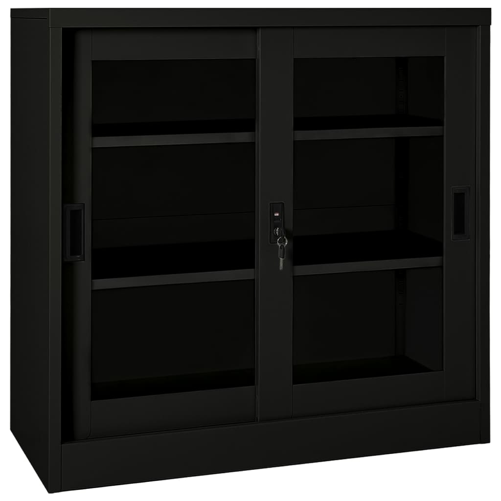 Roldeurkast 90x40x90 cm staal zwart is nu te koop bij PeponiXL, paradijselijk wonen!