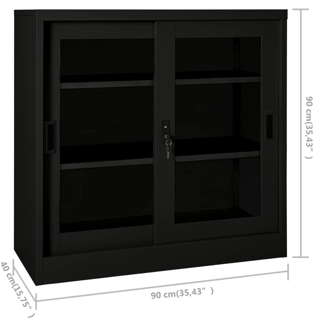 Roldeurkast 90x40x90 cm staal zwart is nu te koop bij PeponiXL, paradijselijk wonen!