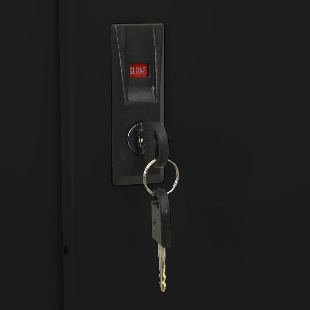 Kantoorkast met schuifdeuren 90x40x180 cm staal zwart is nu te koop bij PeponiXL, paradijselijk wonen!