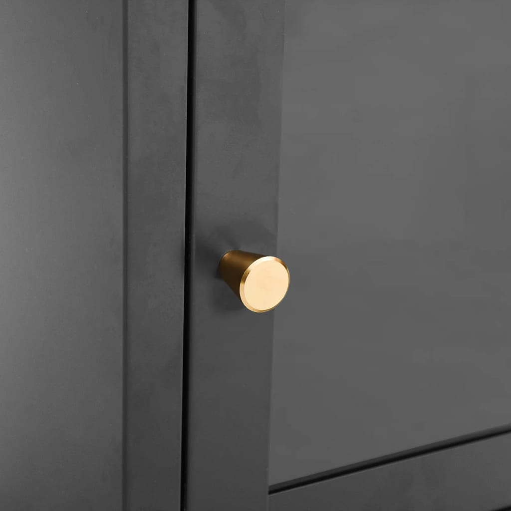 Nachtkastje 40x30x54,5 cm staal en glas antracietkleurig is nu te koop bij PeponiXL, paradijselijk wonen!