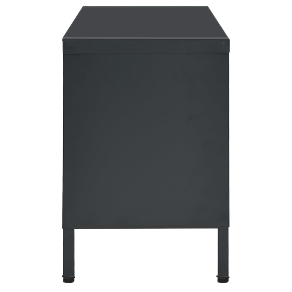 Tv-meubel 90x30x44 cm staal en glas antracietkleurig is nu te koop bij PeponiXL, paradijselijk wonen!