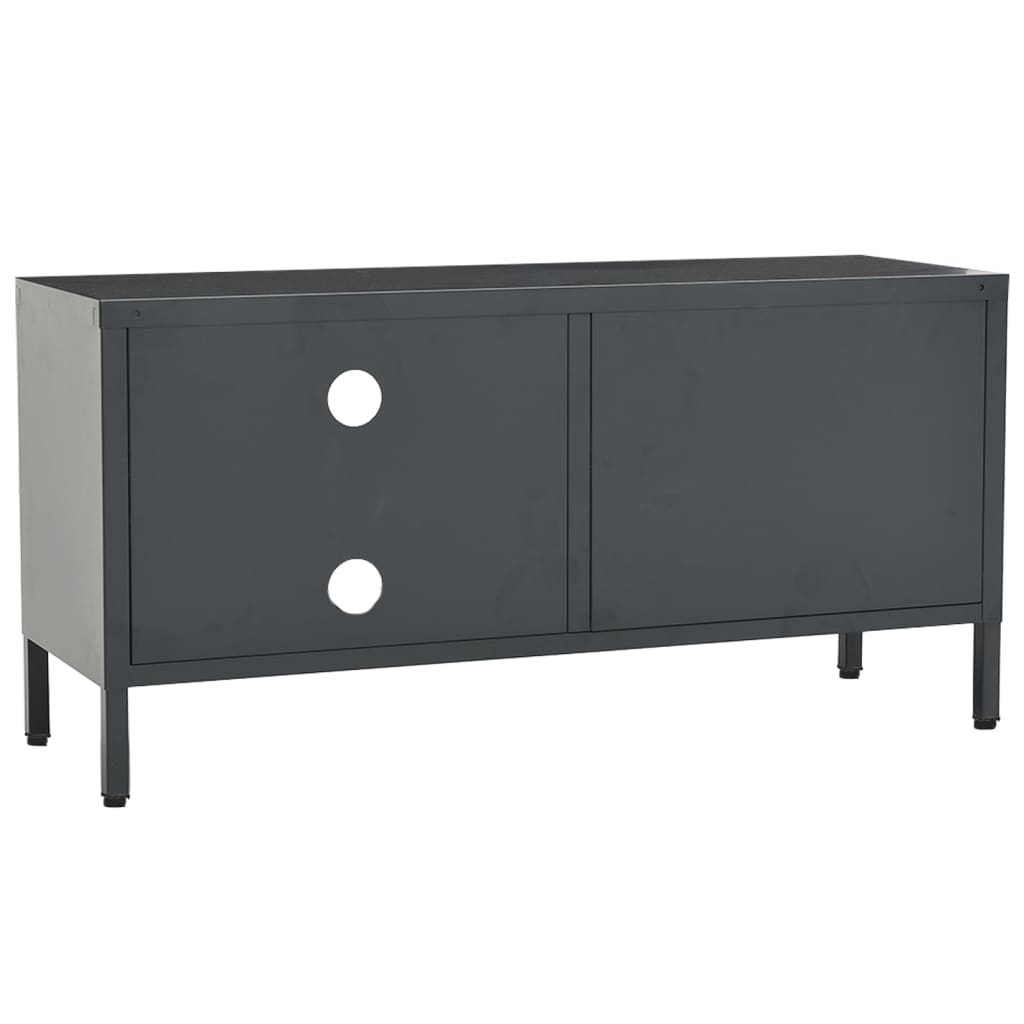 Tv-meubel 90x30x44 cm staal en glas antracietkleurig is nu te koop bij PeponiXL, paradijselijk wonen!