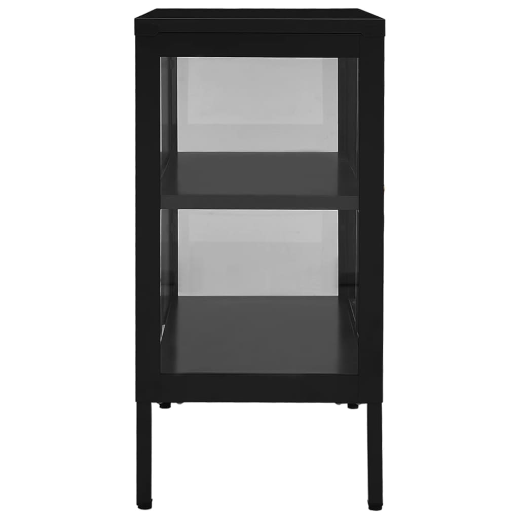 Dressoir 70x35x70 cm staal en glas zwart is nu te koop bij PeponiXL, paradijselijk wonen!