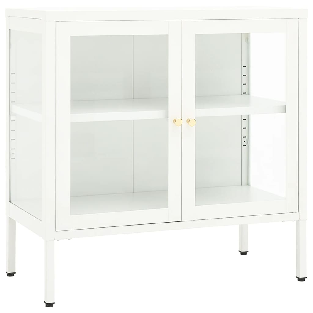 Dressoir 70x35x70 cm staal en glas wit is nu te koop bij PeponiXL, paradijselijk wonen!