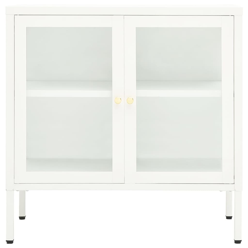 Dressoir 70x35x70 cm staal en glas wit is nu te koop bij PeponiXL, paradijselijk wonen!