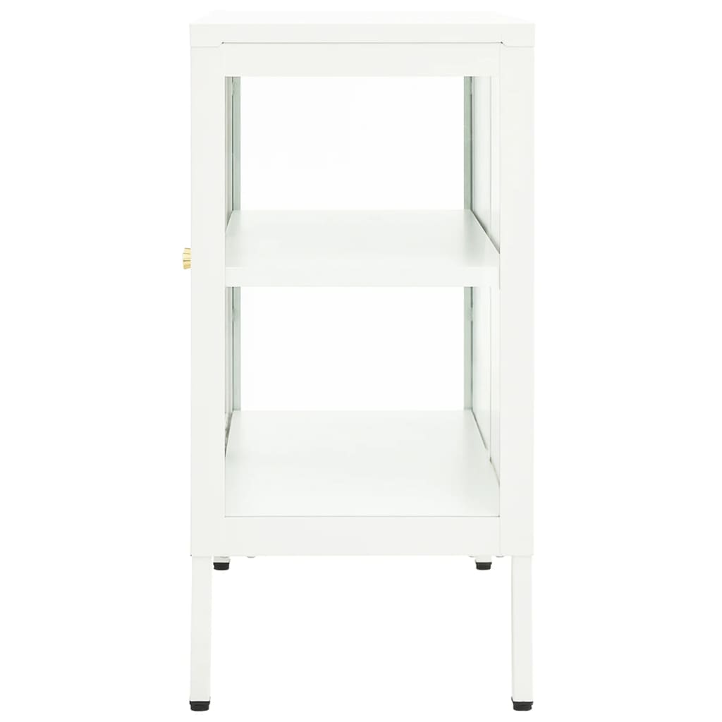 Dressoir 70x35x70 cm staal en glas wit is nu te koop bij PeponiXL, paradijselijk wonen!