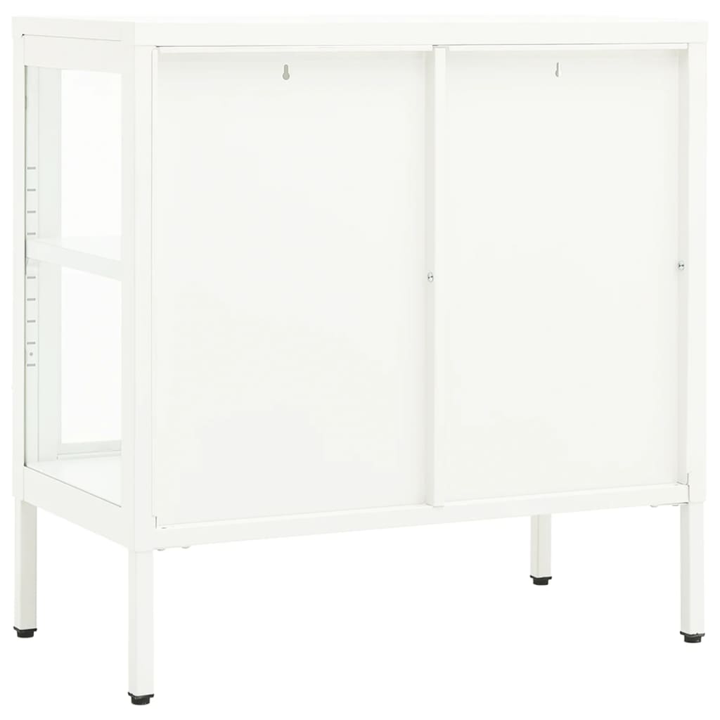 Dressoir 70x35x70 cm staal en glas wit is nu te koop bij PeponiXL, paradijselijk wonen!