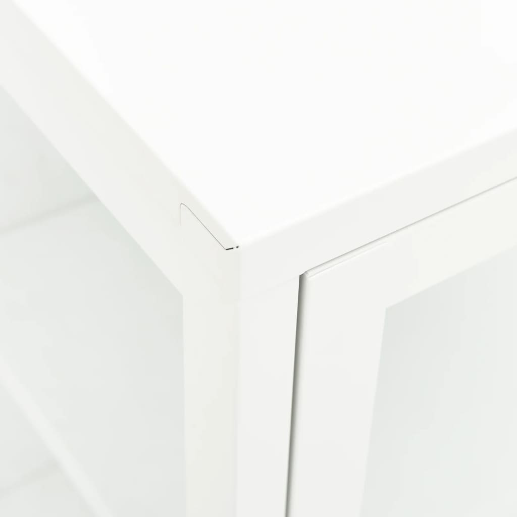 Dressoir 70x35x70 cm staal en glas wit is nu te koop bij PeponiXL, paradijselijk wonen!
