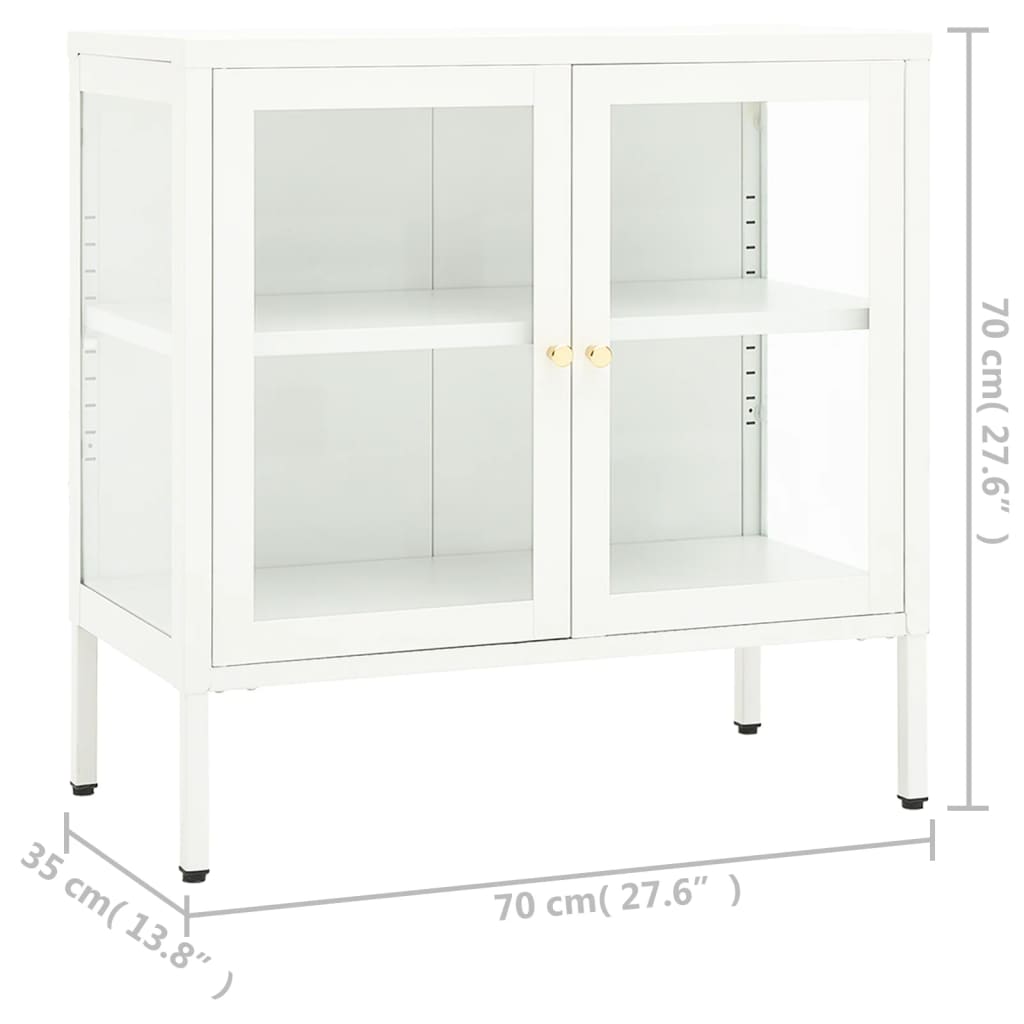 Dressoir 70x35x70 cm staal en glas wit is nu te koop bij PeponiXL, paradijselijk wonen!