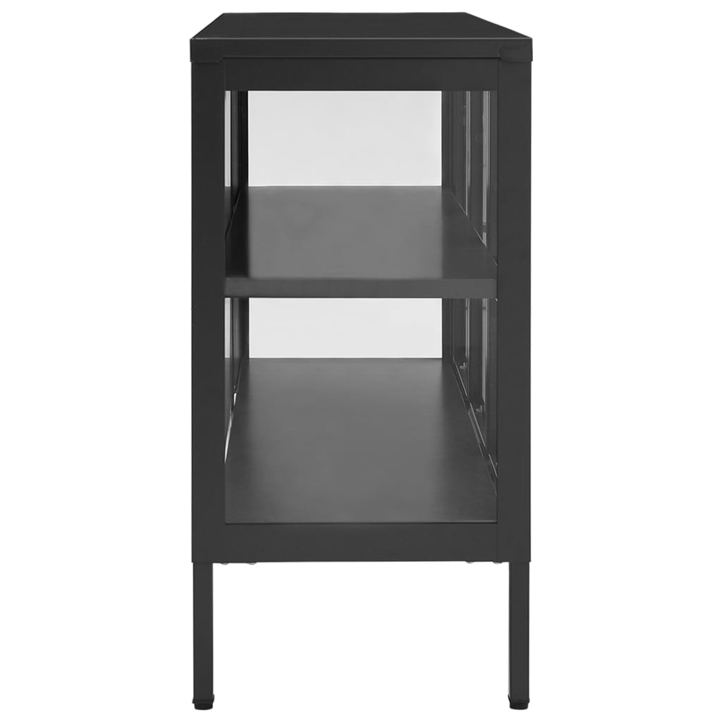 Dressoir 105x35x70 cm staal en glas antracietkleurig is nu te koop bij PeponiXL, paradijselijk wonen!