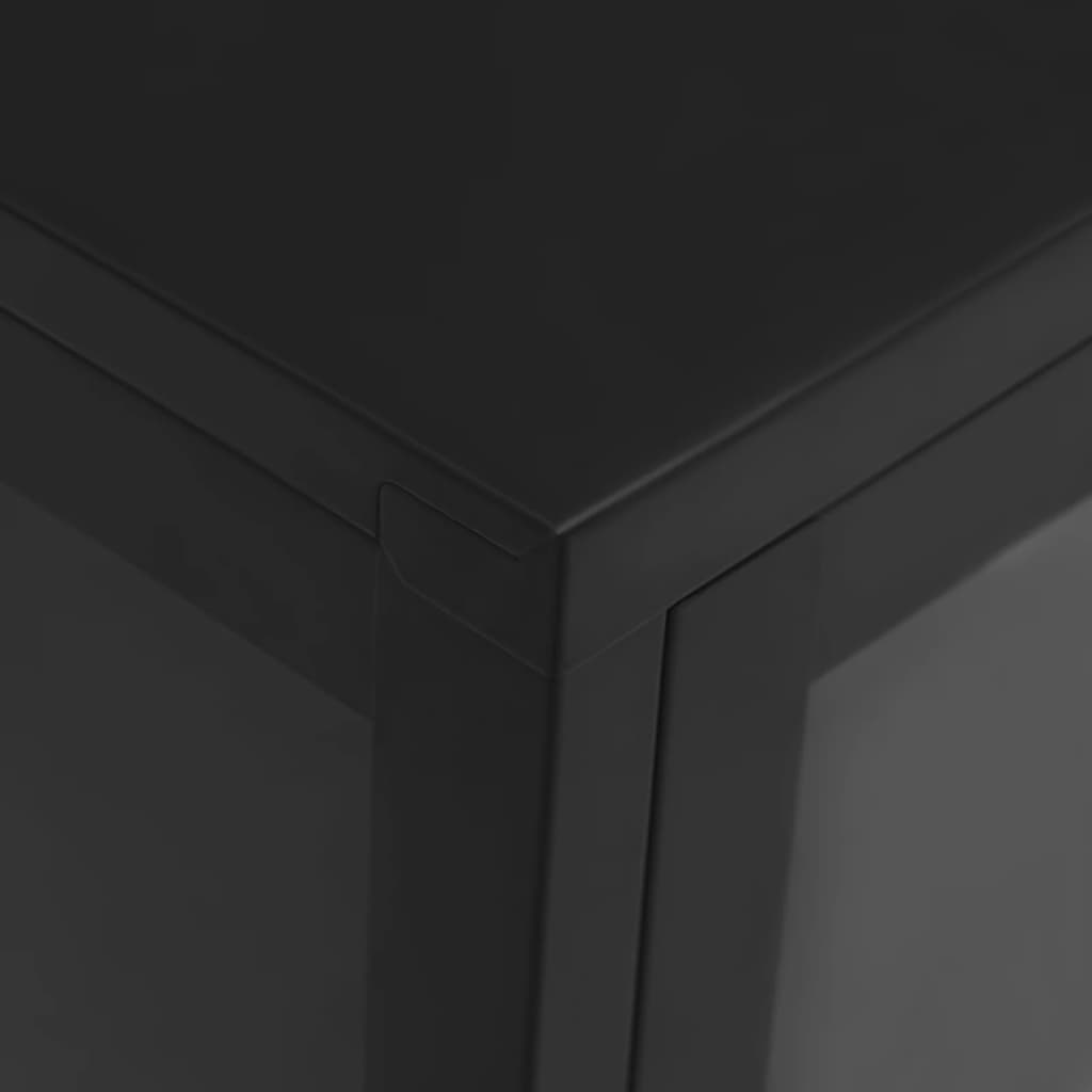 Dressoir 75x35x105 cm staal en glas zwart is nu te koop bij PeponiXL, paradijselijk wonen!