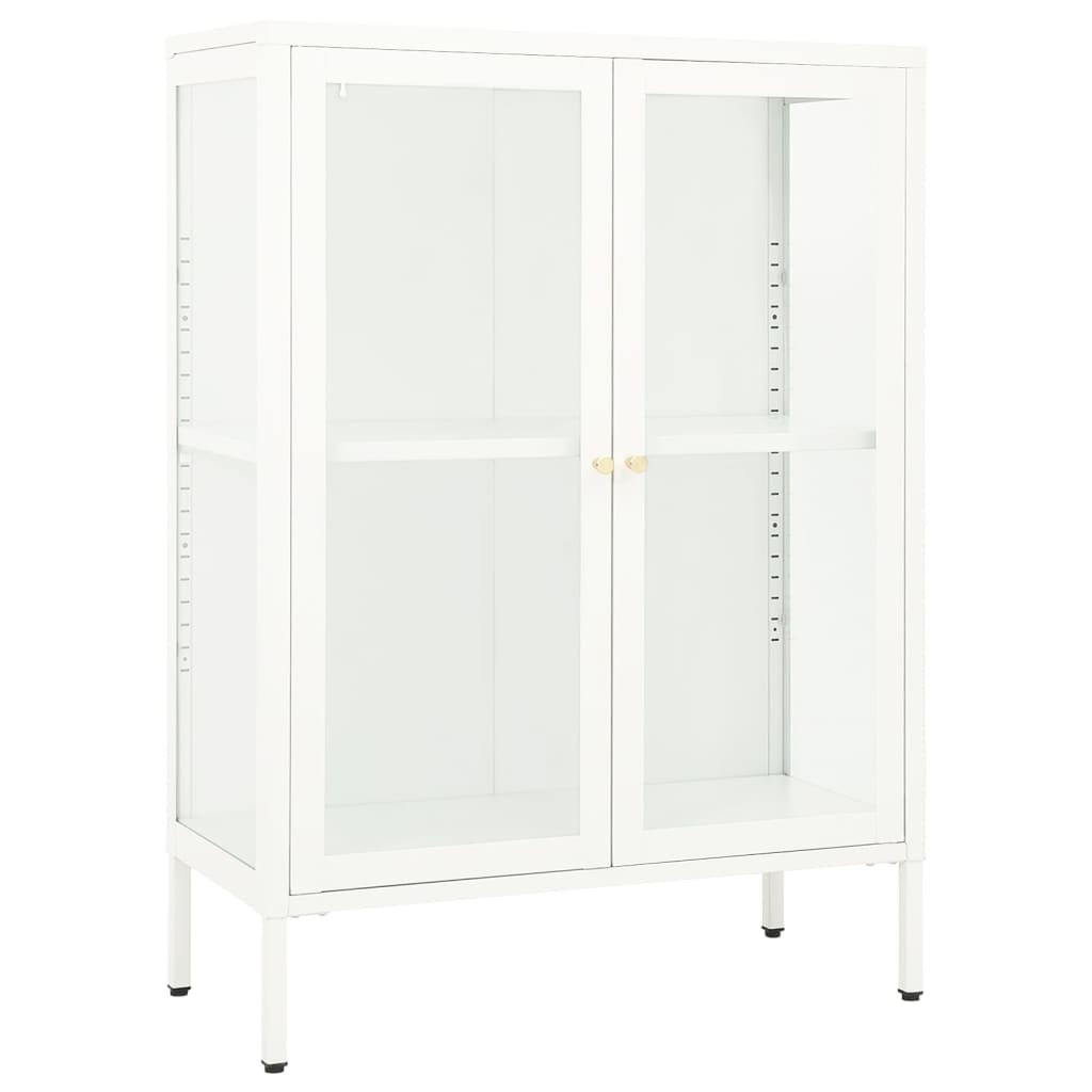 Dressoir 75x35x105 cm staal en glas wit is nu te koop bij PeponiXL, paradijselijk wonen!