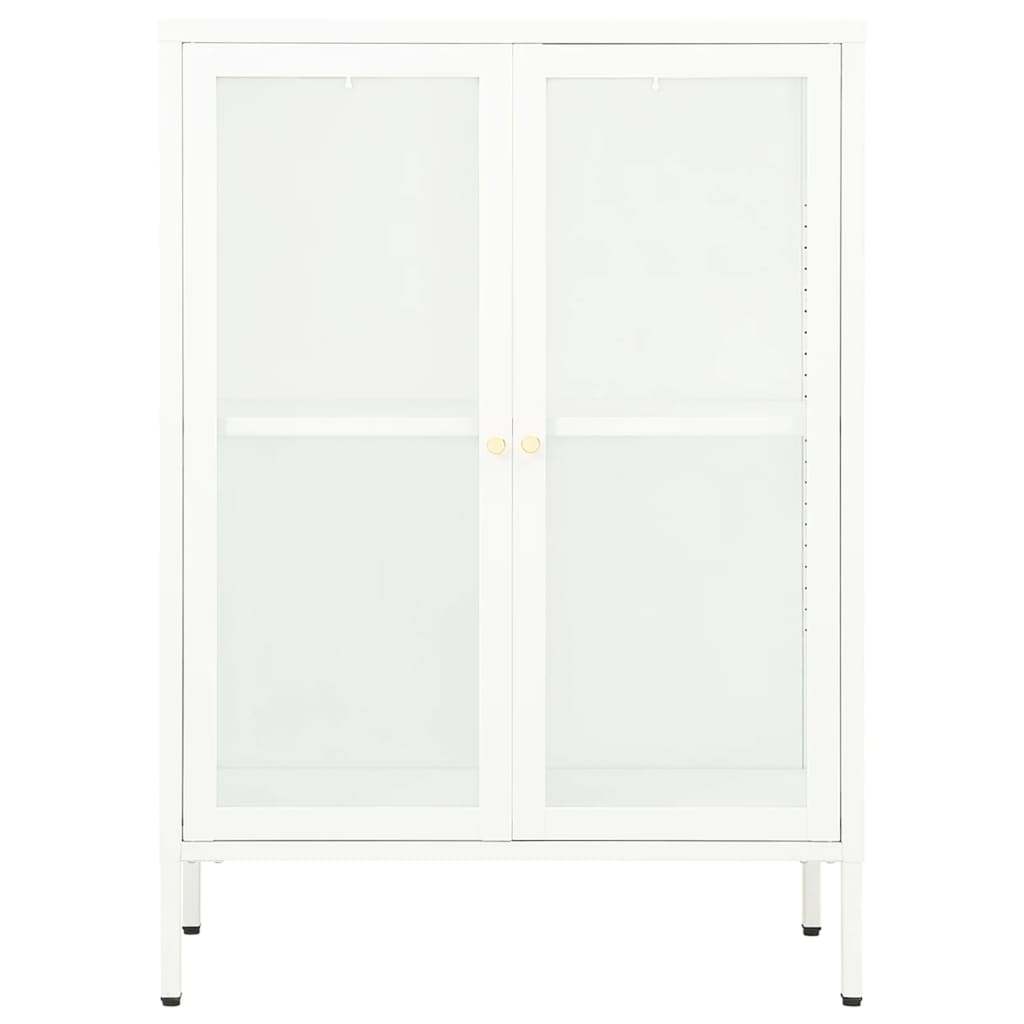 Dressoir 75x35x105 cm staal en glas wit is nu te koop bij PeponiXL, paradijselijk wonen!