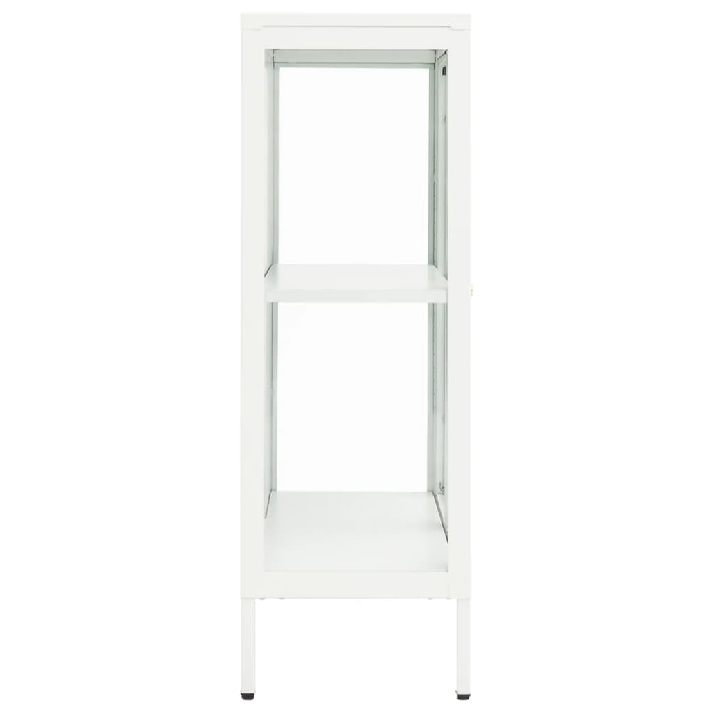 Dressoir 75x35x105 cm staal en glas wit is nu te koop bij PeponiXL, paradijselijk wonen!