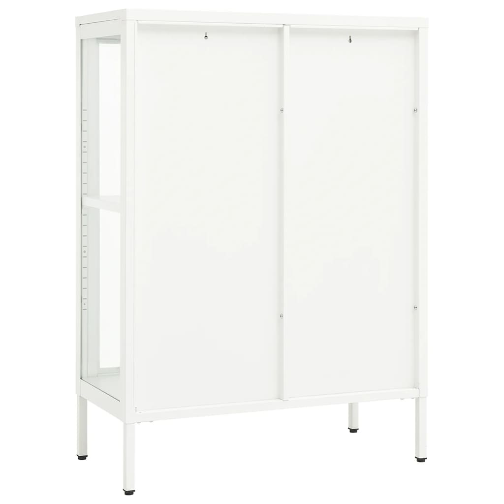 Dressoir 75x35x105 cm staal en glas wit is nu te koop bij PeponiXL, paradijselijk wonen!