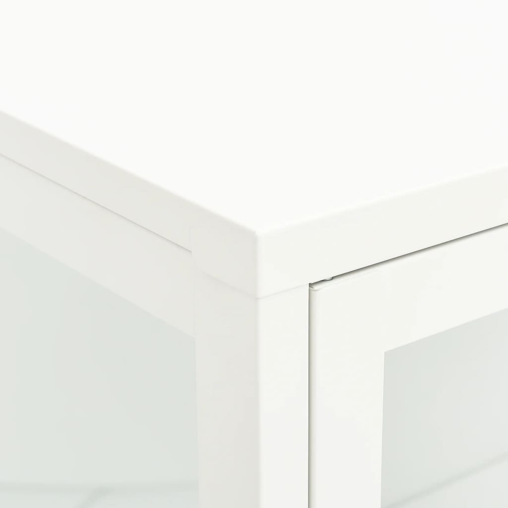 Dressoir 75x35x105 cm staal en glas wit is nu te koop bij PeponiXL, paradijselijk wonen!