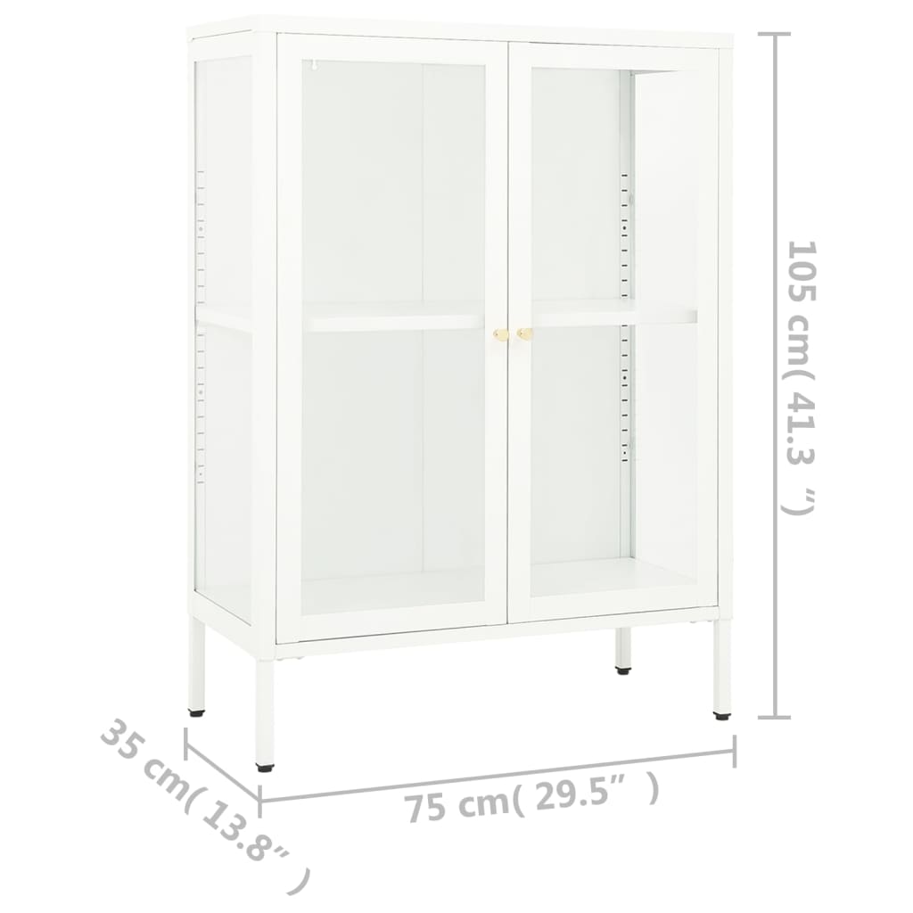 Dressoir 75x35x105 cm staal en glas wit is nu te koop bij PeponiXL, paradijselijk wonen!