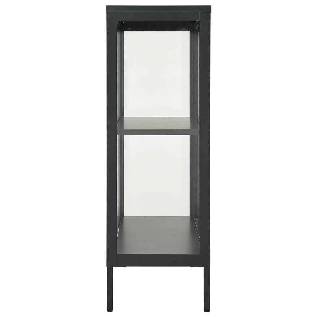 Dressoir 75x35x105 cm staal en glas antracietkleurig is nu te koop bij PeponiXL, paradijselijk wonen!