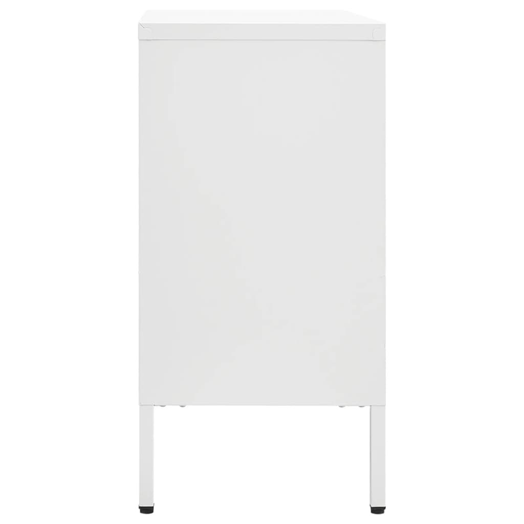 Dressoir 105x35x70 cm staal en gehard glas wit is nu te koop bij PeponiXL, paradijselijk wonen!