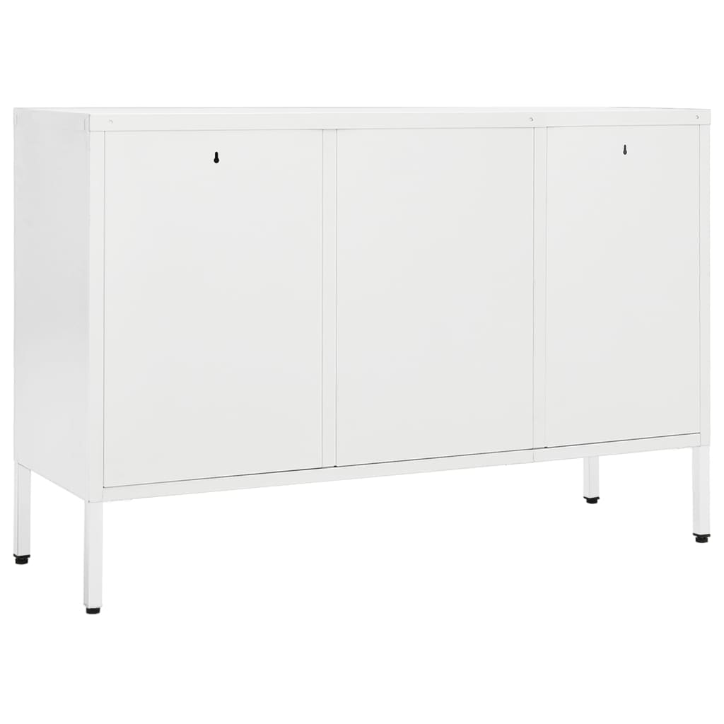 Dressoir 105x35x70 cm staal en gehard glas wit is nu te koop bij PeponiXL, paradijselijk wonen!