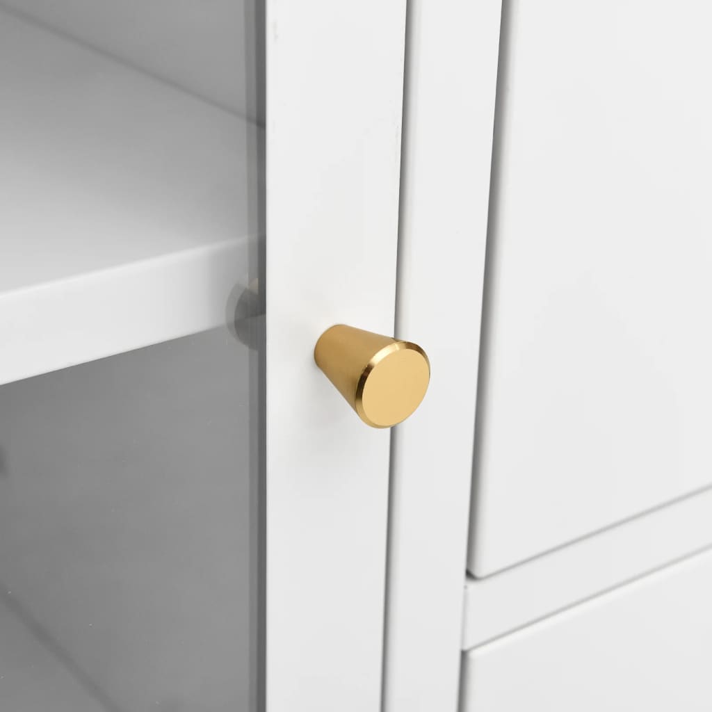 Dressoir 105x35x70 cm staal en gehard glas wit is nu te koop bij PeponiXL, paradijselijk wonen!