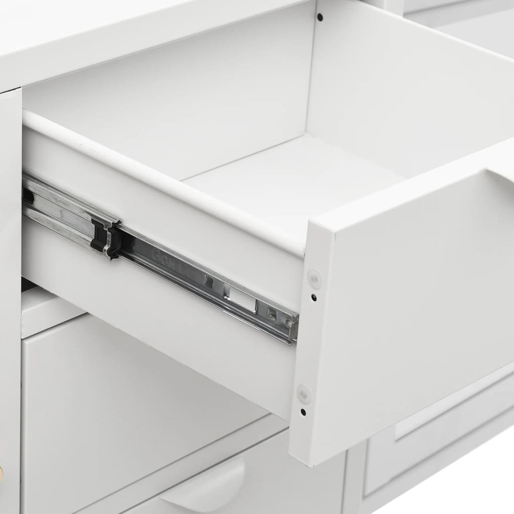 Dressoir 105x35x70 cm staal en gehard glas wit is nu te koop bij PeponiXL, paradijselijk wonen!