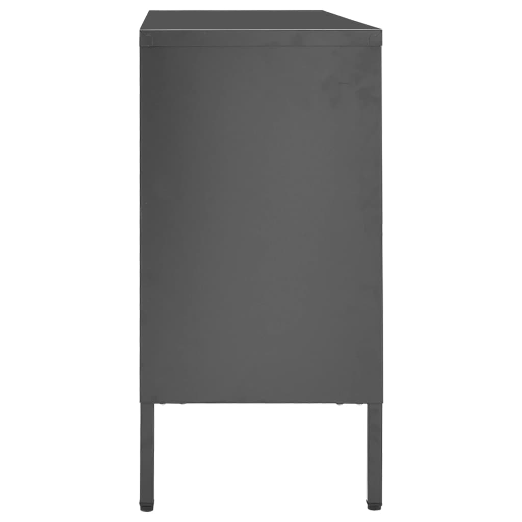 Dressoir 105x35x70 cm staal en gehard glas antracietkleurig is nu te koop bij PeponiXL, paradijselijk wonen!
