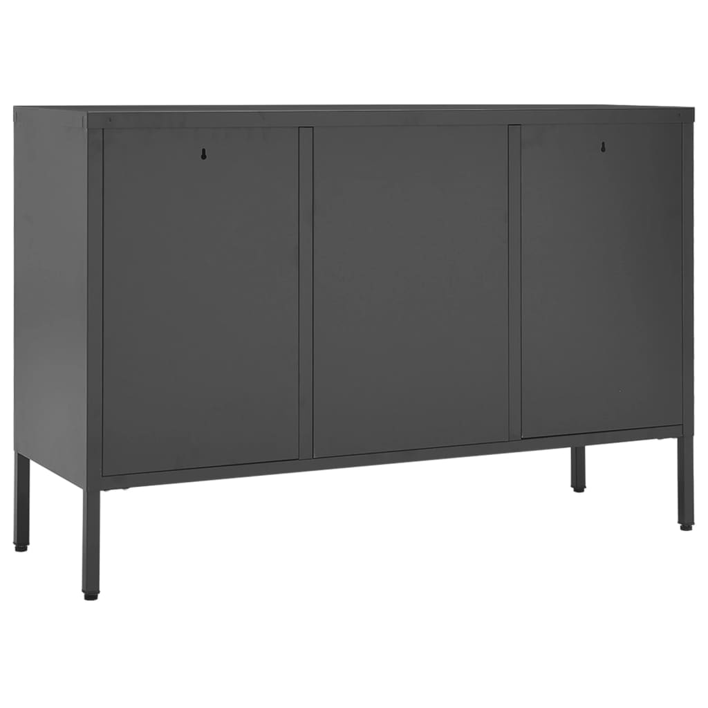 Dressoir 105x35x70 cm staal en gehard glas antracietkleurig is nu te koop bij PeponiXL, paradijselijk wonen!
