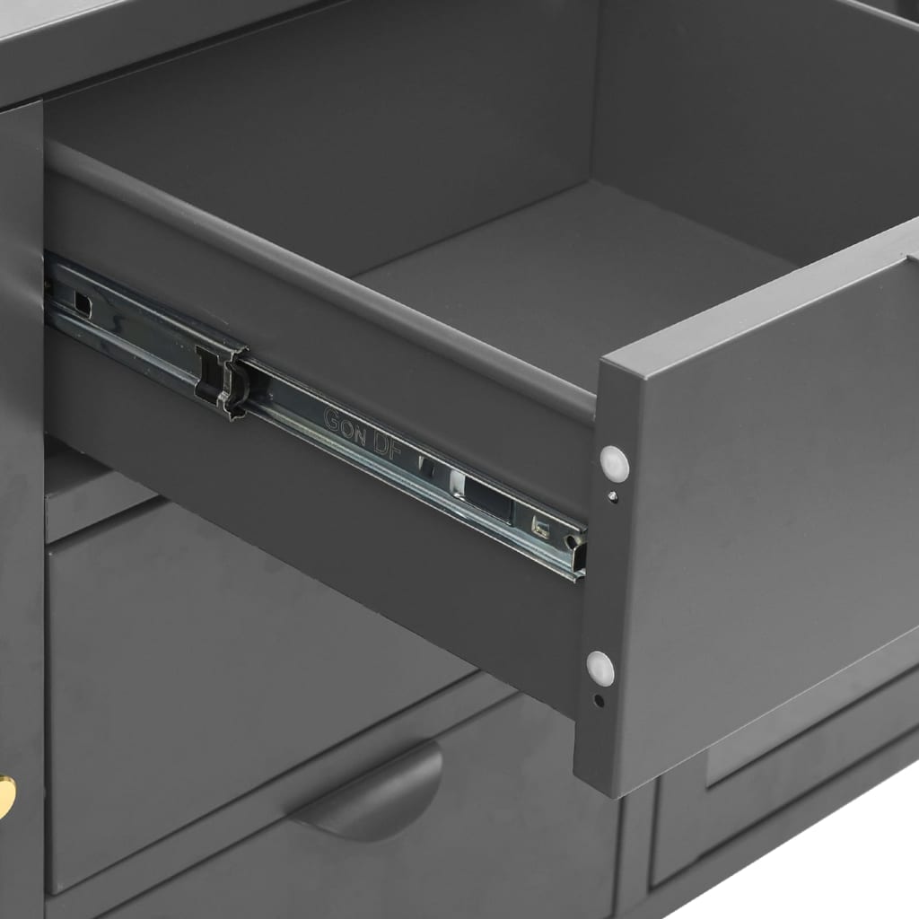 Dressoir 105x35x70 cm staal en gehard glas antracietkleurig is nu te koop bij PeponiXL, paradijselijk wonen!