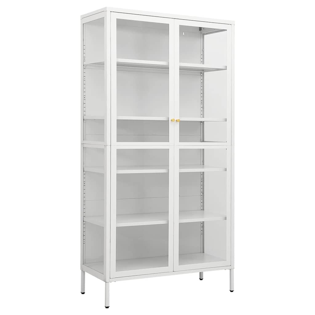 Vitrinekast 90x40x180 cm staal en gehard glas wit is nu te koop bij PeponiXL, paradijselijk wonen!
