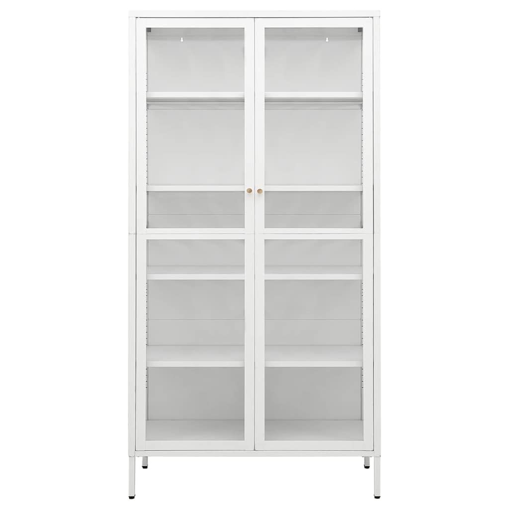 Vitrinekast 90x40x180 cm staal en gehard glas wit is nu te koop bij PeponiXL, paradijselijk wonen!
