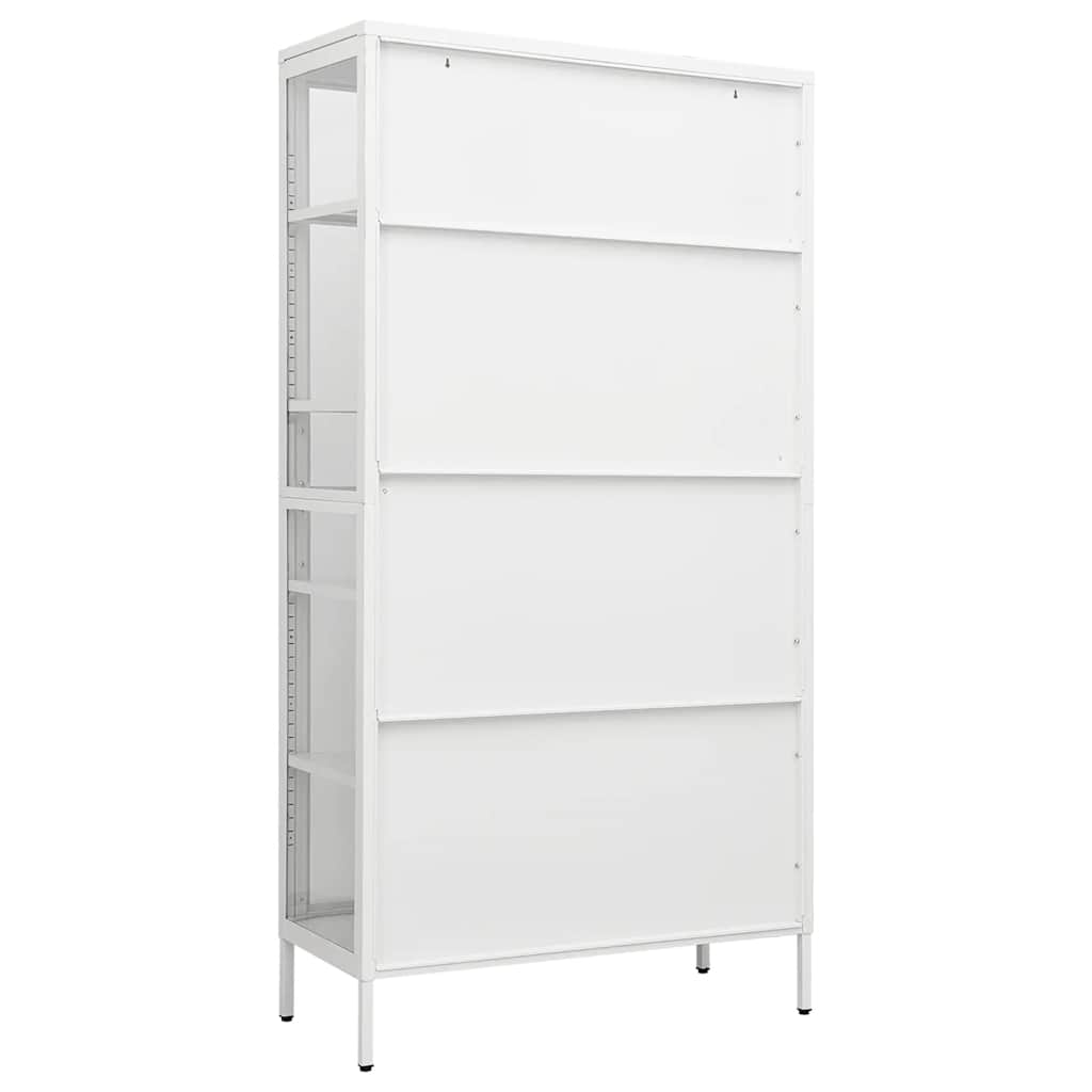 Vitrinekast 90x40x180 cm staal en gehard glas wit is nu te koop bij PeponiXL, paradijselijk wonen!