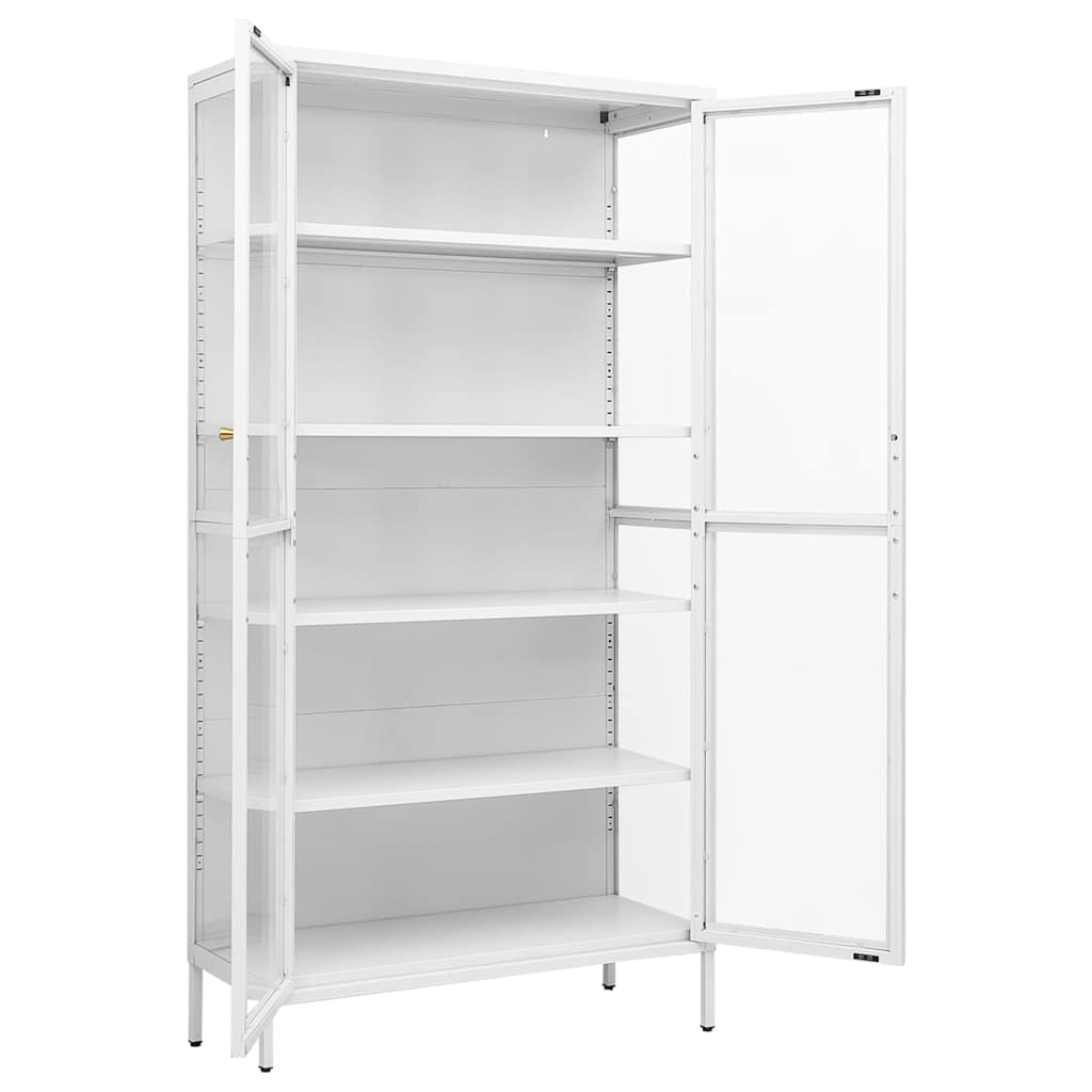 Vitrinekast 90x40x180 cm staal en gehard glas wit is nu te koop bij PeponiXL, paradijselijk wonen!