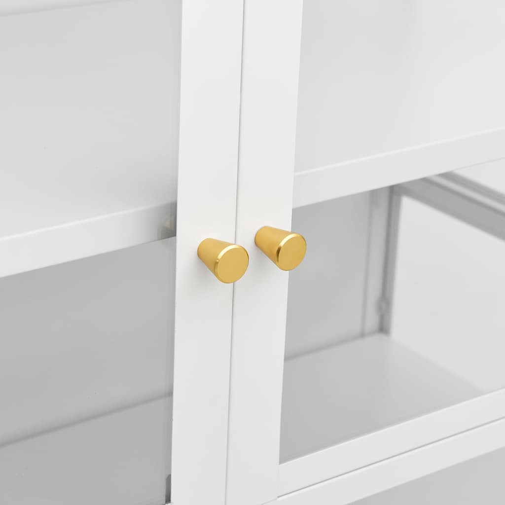 Vitrinekast 90x40x180 cm staal en gehard glas wit is nu te koop bij PeponiXL, paradijselijk wonen!