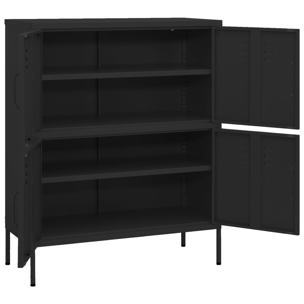 Opbergkast 80x35x101,5 cm staal zwart is nu te koop bij PeponiXL, paradijselijk wonen!