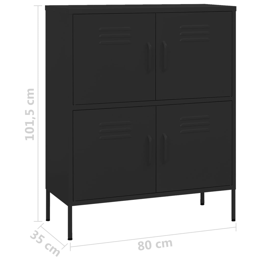 Opbergkast 80x35x101,5 cm staal zwart is nu te koop bij PeponiXL, paradijselijk wonen!