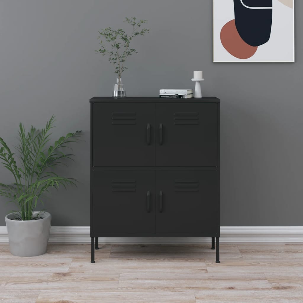 Opbergkast 80x35x101,5 cm staal zwart is nu te koop bij PeponiXL, paradijselijk wonen!