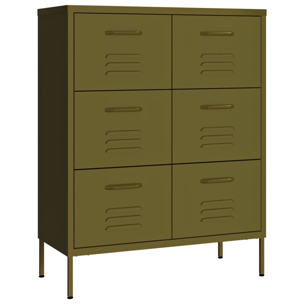 Ladekast 80x35x101,5 cm staal olijfgroen is nu te koop bij PeponiXL, paradijselijk wonen!
